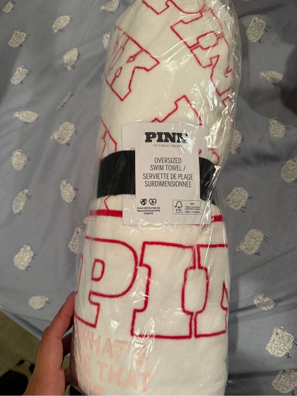 Victoria's Secret PINK White Towel with Red Logo
